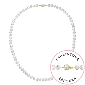 Perlový náhrdelník z riečnych perál so zapínaním zo 14 karátového zlata 922001.1/9266A biely