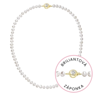 Perlový náhrdelník z riečnych perál so zapínaním zo 14 karátového zlata 922001.1/9270A biely
