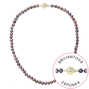 Perlový náhrdelník z riečnych perál so zapínaním zo 14 karátového zlata 922001.3/9270A dk.peacock