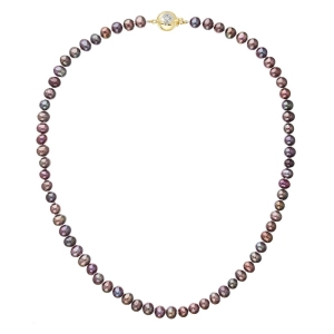 Perlový náhrdelník z riečnych perál so zapínaním zo 14 karátového zlata 922001.3/9270A dk.peacock