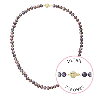 Perlový náhrdelník z riečnych perál so zapínaním zo 14 karátového zlata 922001.3/9272A dk.peacock