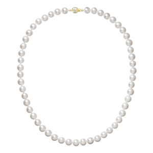 Perlový náhrdelník z riečnych perál so zapínaním zo 14 karátového zlata 922003.1/9266A biely