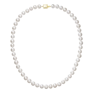 Perlový náhrdelník z riečnych perál so zapínaním zo 14 karátového zlata 922003.1/9268A biely