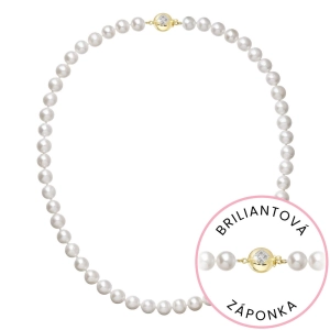 Perlový náhrdelník z riečnych perál so zapínaním zo 14 karátového zlata 922003.1/9270A biely
