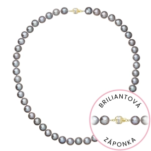 Perlový náhrdelník z riečnych perál so zapínaním zo 14 karátového zlata 922028.3/9266A grey