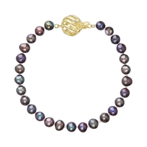 Perlový náramok z riečnych perál so zapínaním zo 14 karátového zlata 923001.3/9264A dk.peacock