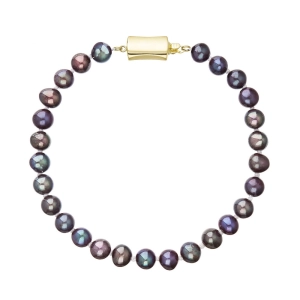 Perlový náramok z riečnych perál so zapínaním zo 14 karátového zlata 923001.3/9267A dk.peacock