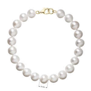 Perlový náramok z riečnych perál so zapínaním zo 14 karátového zlata 923003.1/9260 biely
