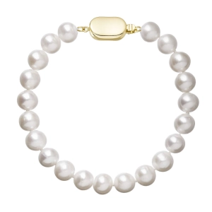 Perlový náramok z riečnych perál so zapínaním zo 14 karátového zlata 923003.1/9269A biely