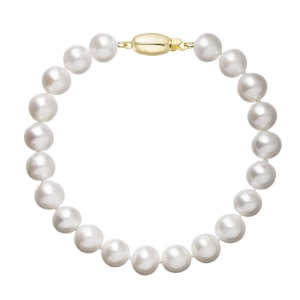Perlový náramok z riečnych perál so zapínaním zo 14 karátového zlata 923003.1/9271A biely