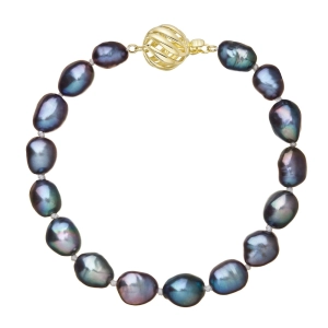 Perlový náramok z riečnych perál so zapínaním zo 14 karátového zlata 923011.3/9264A peacock