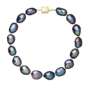 Perlový náramok z riečnych perál so zapínaním zo 14 karátového zlata 923011.3/9268A peacock