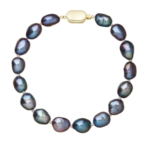 Perlový náramok z riečnych perál so zapínaním zo 14 karátového zlata 923011.3/9269A peacock