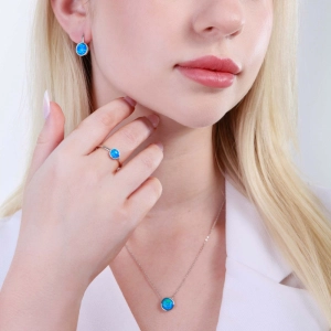 Náhrdelník so syntetickým modrým opálom okrúhly 12065.3 blue