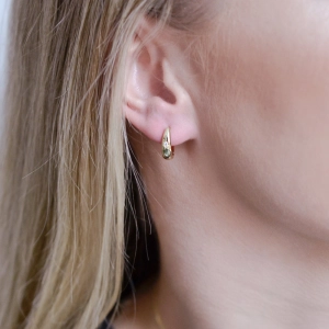 Pozlátené strieborné náušnice kruhy so zirkónom v bielej farbe 11460.1