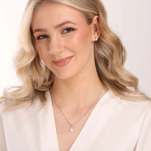 Perlová súprava so zirkónmi a bielou riečnou perlou 29073.1B