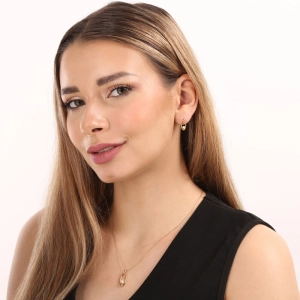 Perlová súprava pozlátený ovál s bielou riečnou perlou 29076.1B