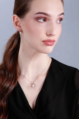 Perlová súprava so zirkónmi a bielou riečnou perlou 29078.1