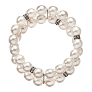 Perlový náramok dvojradový biely 33065.1 biela