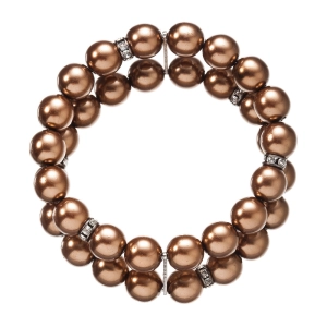 Perlový náramok dvojradový tmavo bronzový 33065.3 bronze
