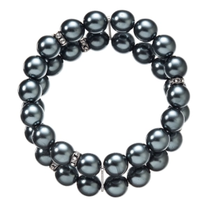 Perlový náramok dvojradový tmavo zelený 33065.3 tahiti