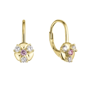 Pozlátené strieborné náušnice so zirkónmi 11508.3 crystal/rose