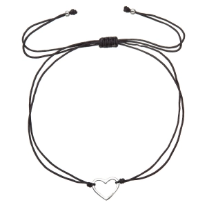 Kabbalah náramok so strieborným srdiečkom 13042.3 black