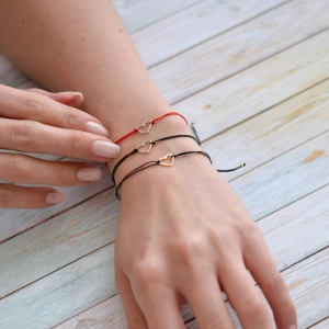 Kabbalah náramok s pozláteným srdiečkom 13043.3 black