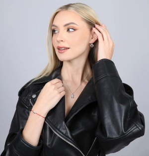 Kabbalah náramok so strieborným medvedíkom 13046.3 red