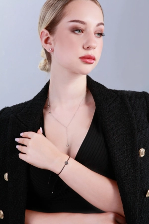 Kabbalah náramok so strieborným štvorlístkom 13047.3 black