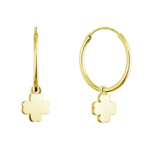 Pozlátené strieborné náušnice kruhy so štvorlístkami 61057