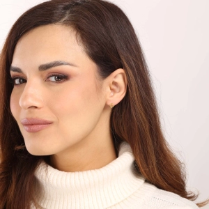 Pozlátené strieborné náušnice malé srdiečka so zirkónom 11523.1 crystal