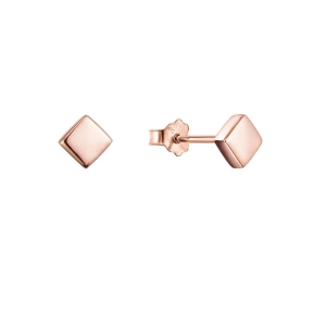 Pozlátené strieborné náušnice štvorčeky 61026 Rose Gold