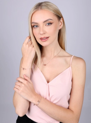Pozlátené strieborné náušnice štvorčeky 61026 Rose Gold