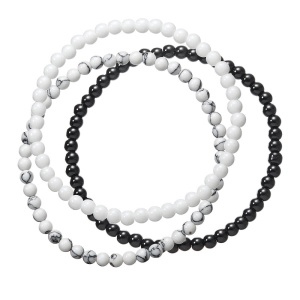 Náramky s minerálnymi kameňmi máp stone-jaspis, black onyx, white howlite 43045.3 bielo čierny