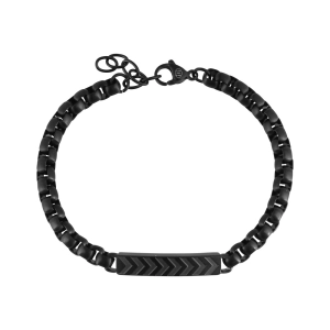 Náramok pánsky z čiernej ocele s ozdobnou doštičkou 43049.3 čierny