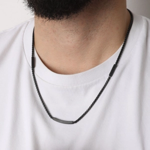 Náhrdelník pánsky z matnej čiernej ocele 42007.3 čierny