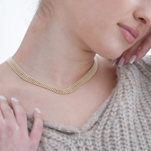 Elegantný náhrdelník pozlátený guličkový 72104