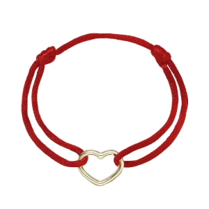 Kabbalah náramok s pozláteným strieborným srdcom 13093.3 red