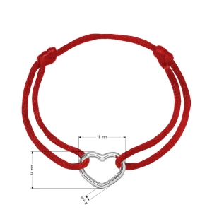 Kabbalah náramok so strieborným srdcom 13093.3 red