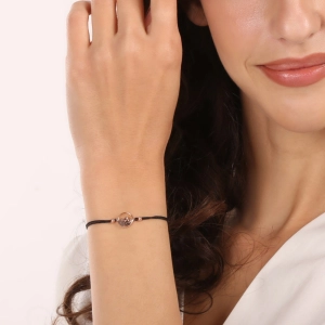 Kabbalah pozlátený rose gold náramok hory 13090.1 čierny