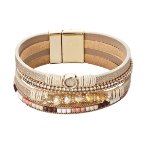 Náramok béžový textilný široký 53010.3 beige