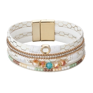 Náramok bielobéžový textilný široký 53010.1 white