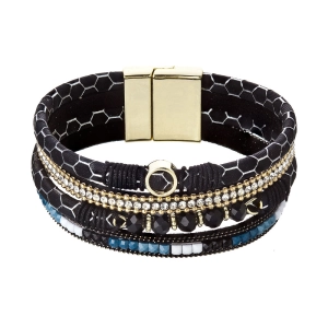 Náramok čierny textilný široký 53010.3 black