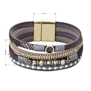 Náramok hnedosivý textilný široký 53010.3 grey