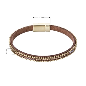 Náramok hnedý textilný s kryštálmi 53007.3 topaz
