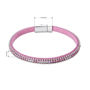 Náramok ružový textilný s kryštálmi 53007.3 rose