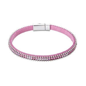 Náramok ružový textilný s kryštálmi 53007.3 rose