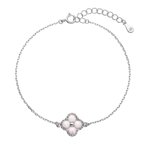 Náramok strieborný opálový štvorlístok 13087.1 white