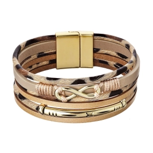 Náramok textilný široký s ozdobou infinity 53011.3 beige